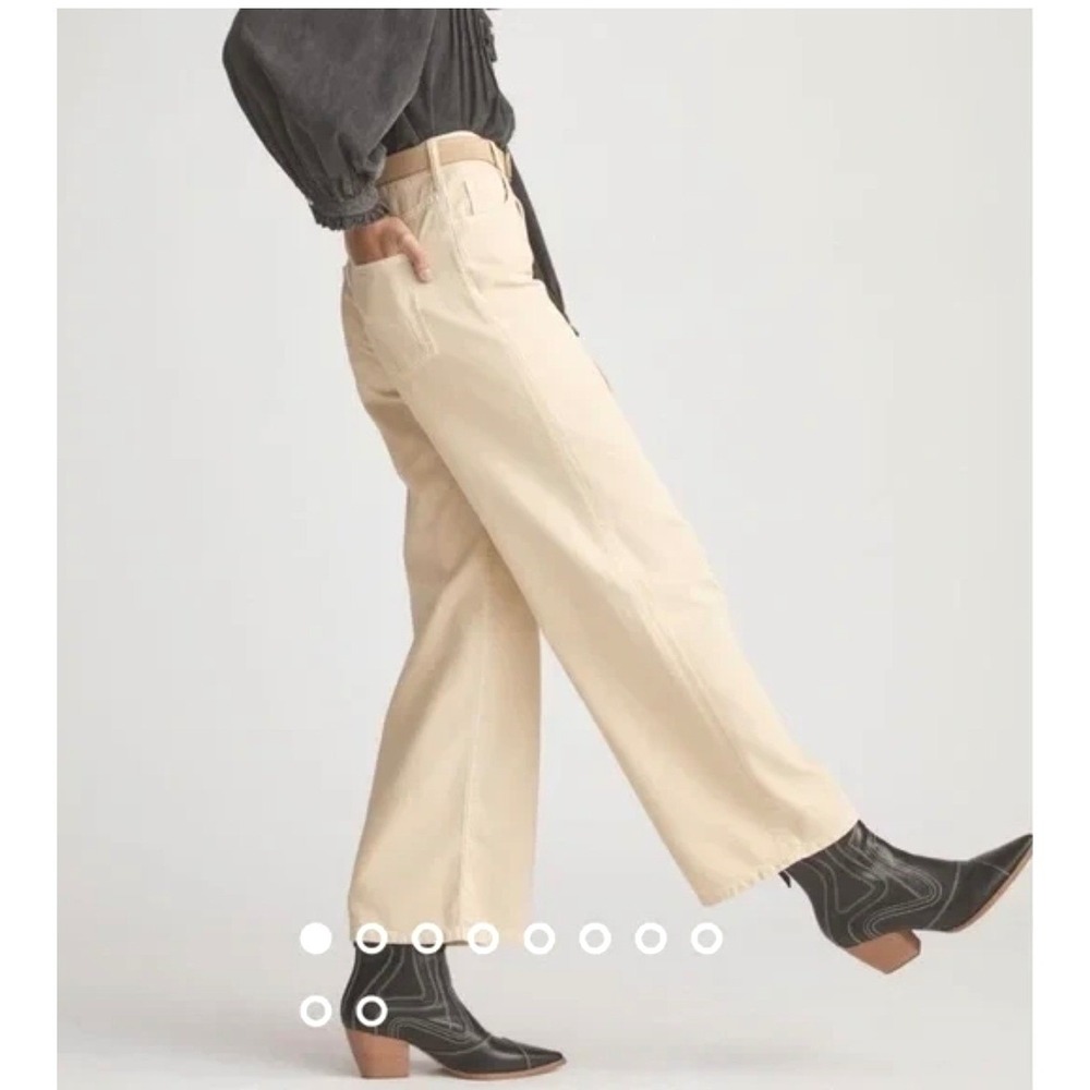 Pilcro The Annie Wide Leg High Rise Utility Jeans Boho‎ Classic Womens 31T Cream